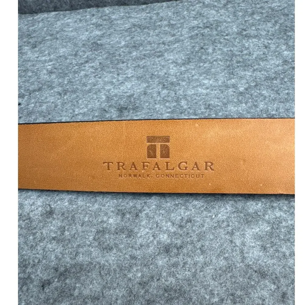 Trafalgar Broderick Hand Polished Cortina Brown Leather Silver Buckle Belt 38